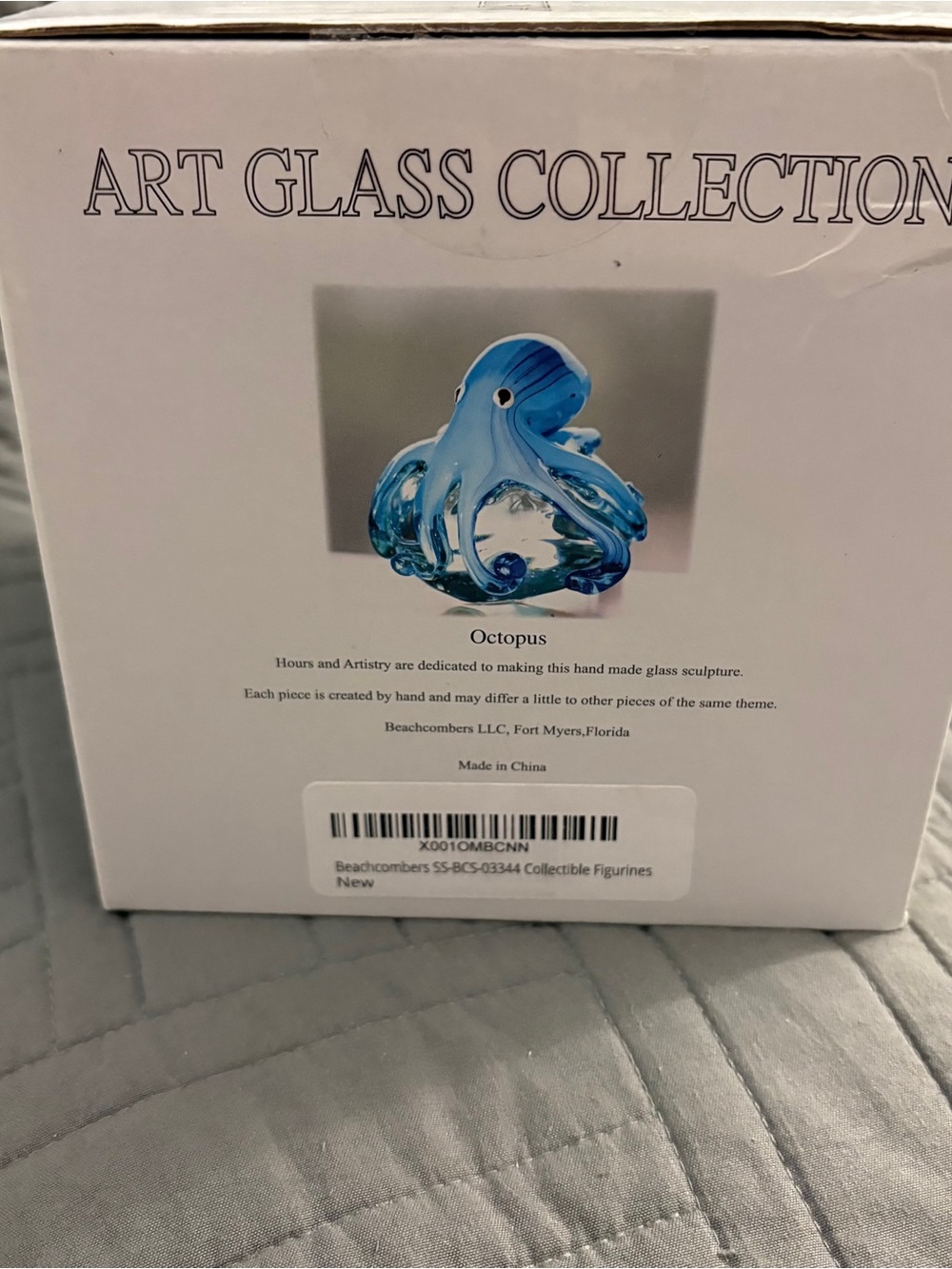 Handmade Octopus Blown Glass Figurine Gift Home Decor Blue-Green Paper Weight - Picture 12 of 15